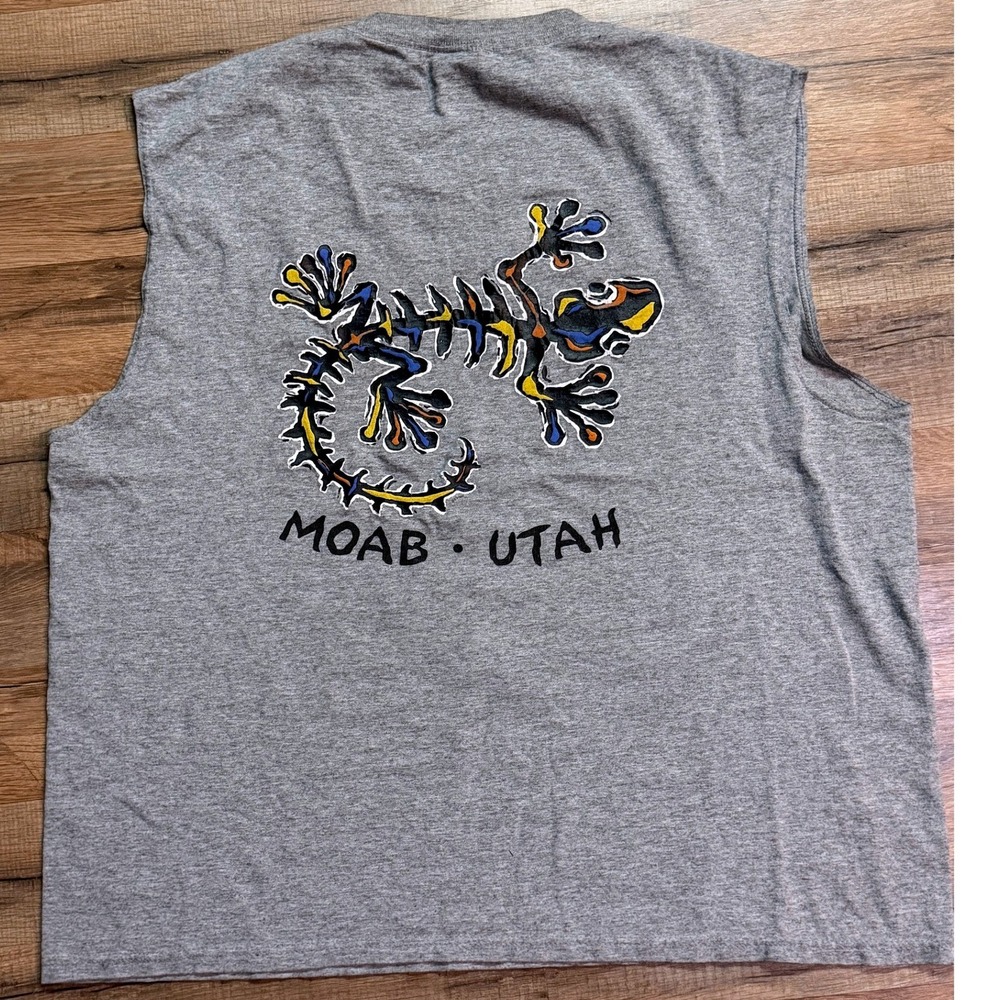 Moab Gecko Graphic‎ Muscle Tee Gray XL Gorpcore Y2K Oversized